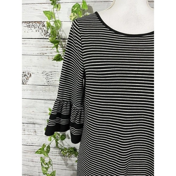 Max Studio Dress size Small Black White Striped Stretch Jersey Ruffle Sleeves - Picture 5 of 12